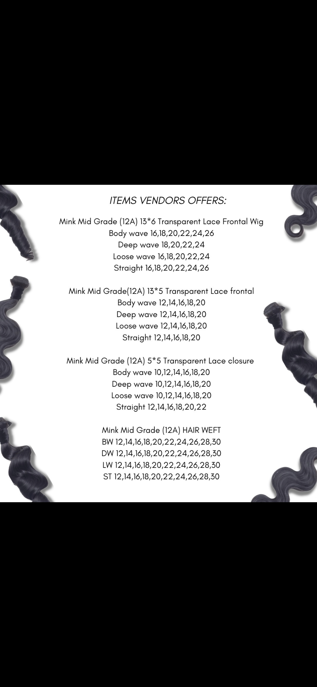 Hair  Vendors List